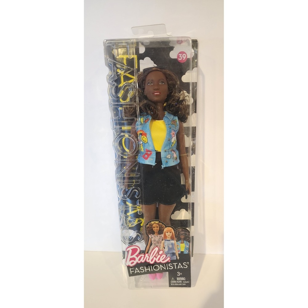 Barbie Fashionistas #39 Emoji Fun Curvy AA Doll‎ NIB African American FNJ39